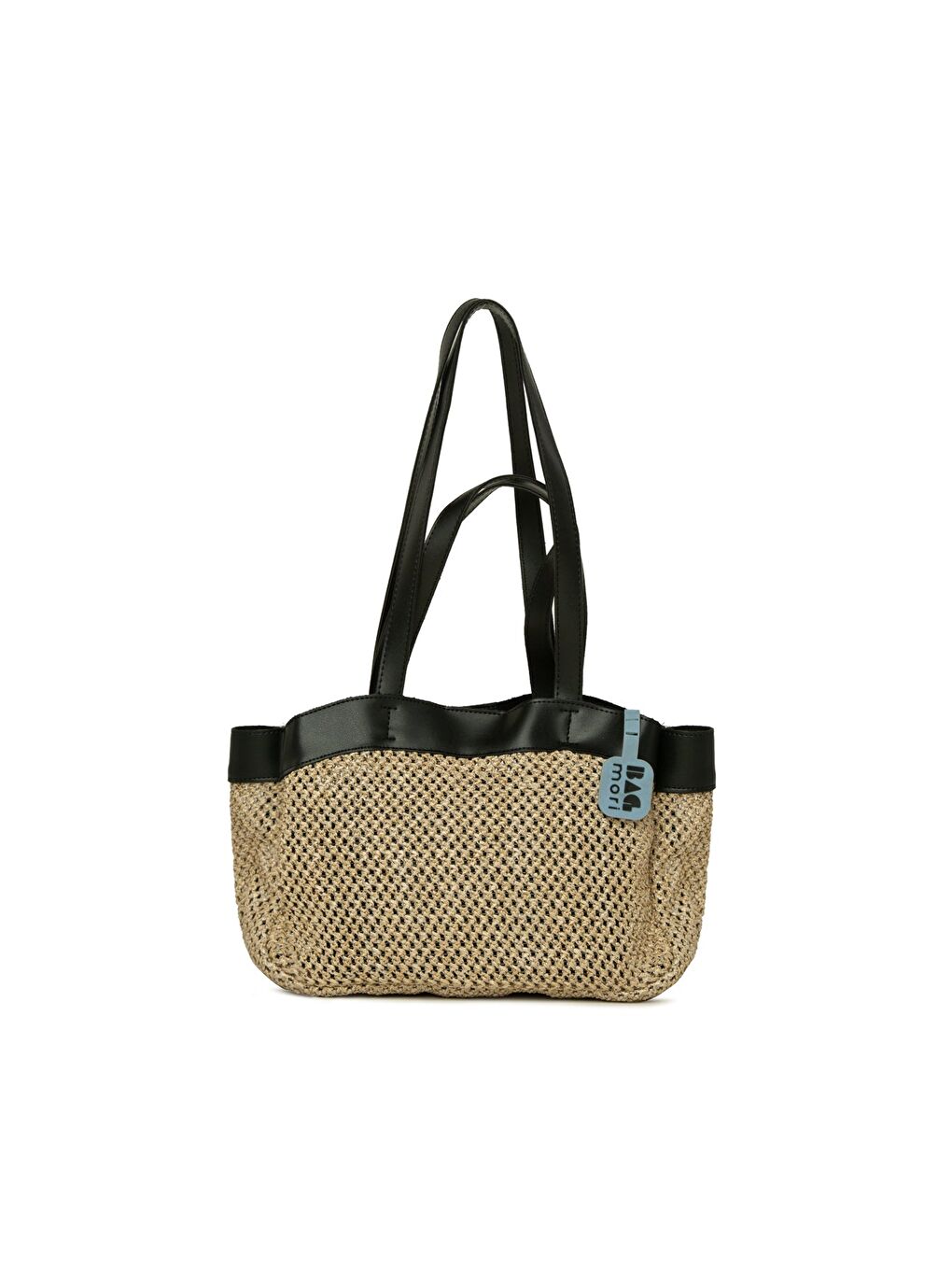 Siyah Yavrulu Hasır File Mini Çanta