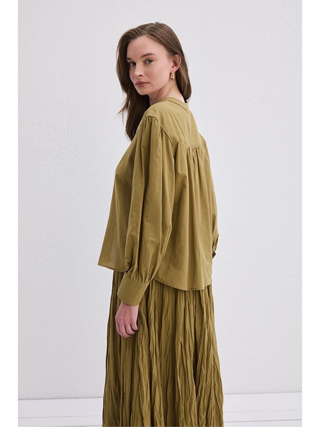 Reni Vual Gömlek Zeytin Yeşili-2