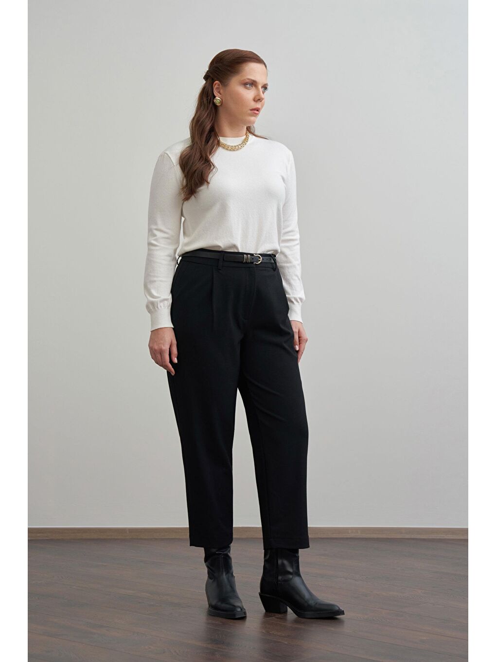 Siyah-Pensli Rahat Viscon Pantolon-1