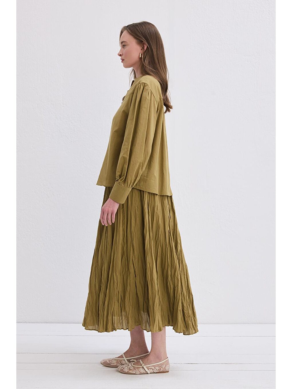 Reni Vual Gömlek Zeytin Yeşili-3