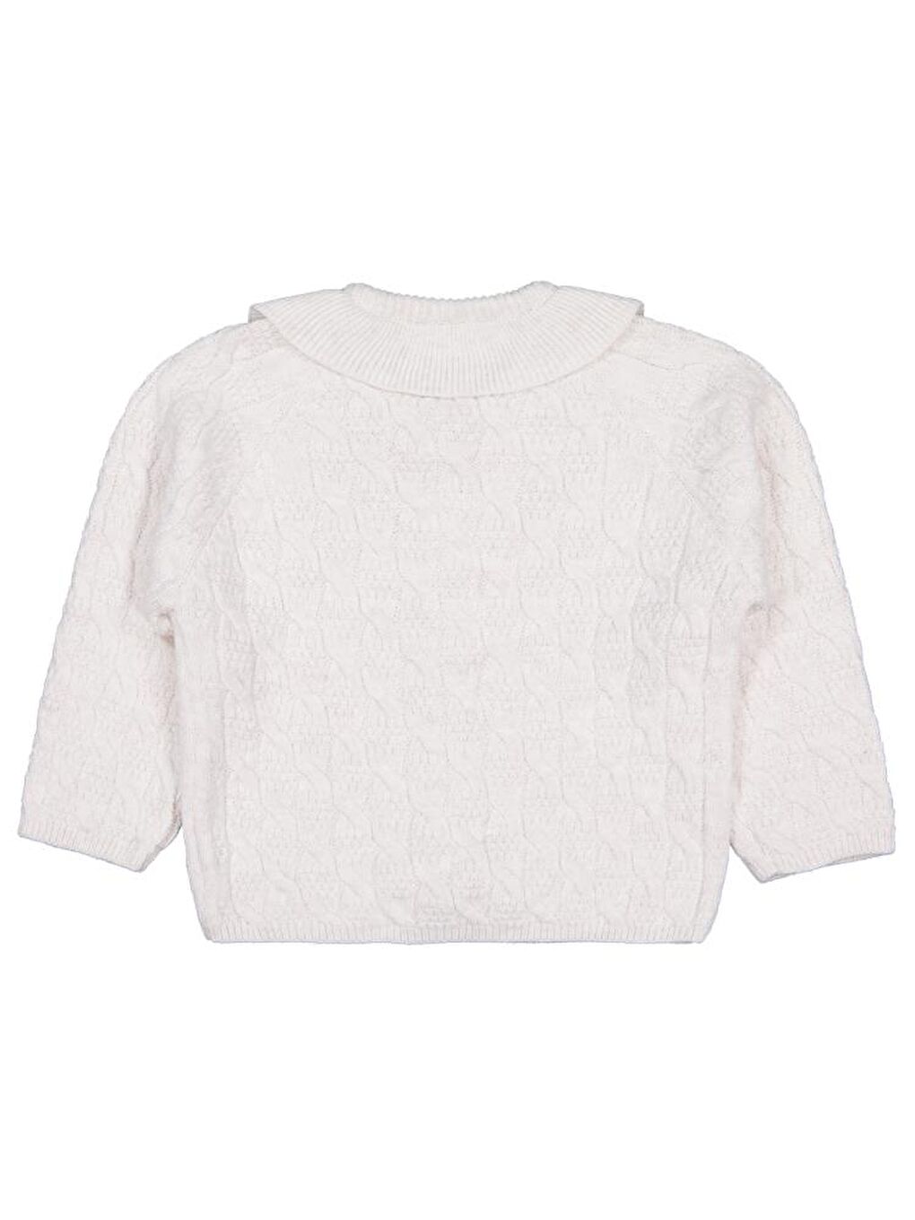 Girls Örgü Desenli 6-9 Yaş Hırka - Ekru 9-10 Yaş-1