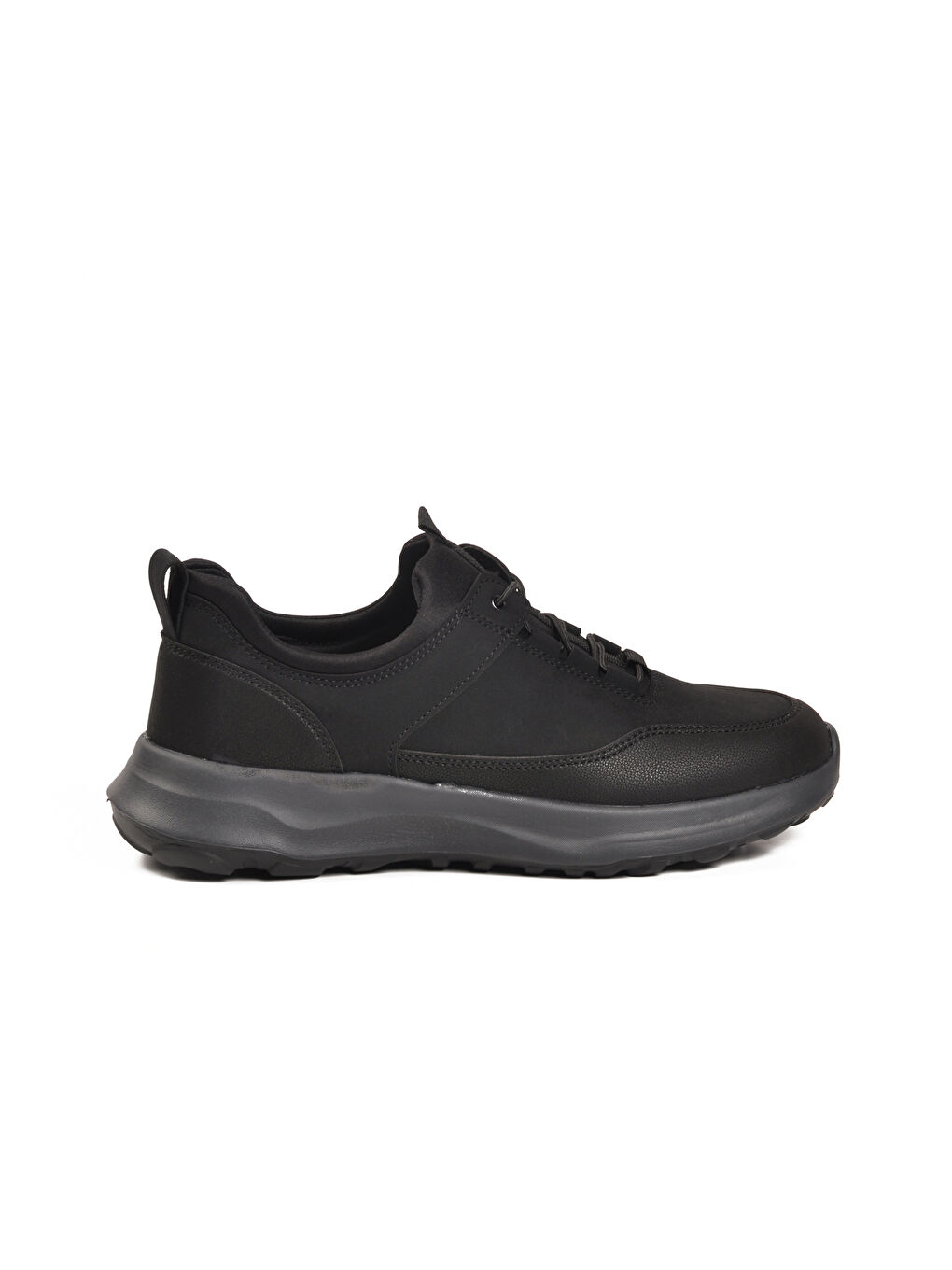 Siyah Elastik Bağcıklı Hafif Cilt Erkek Casual Ayakkabı 460 M-1