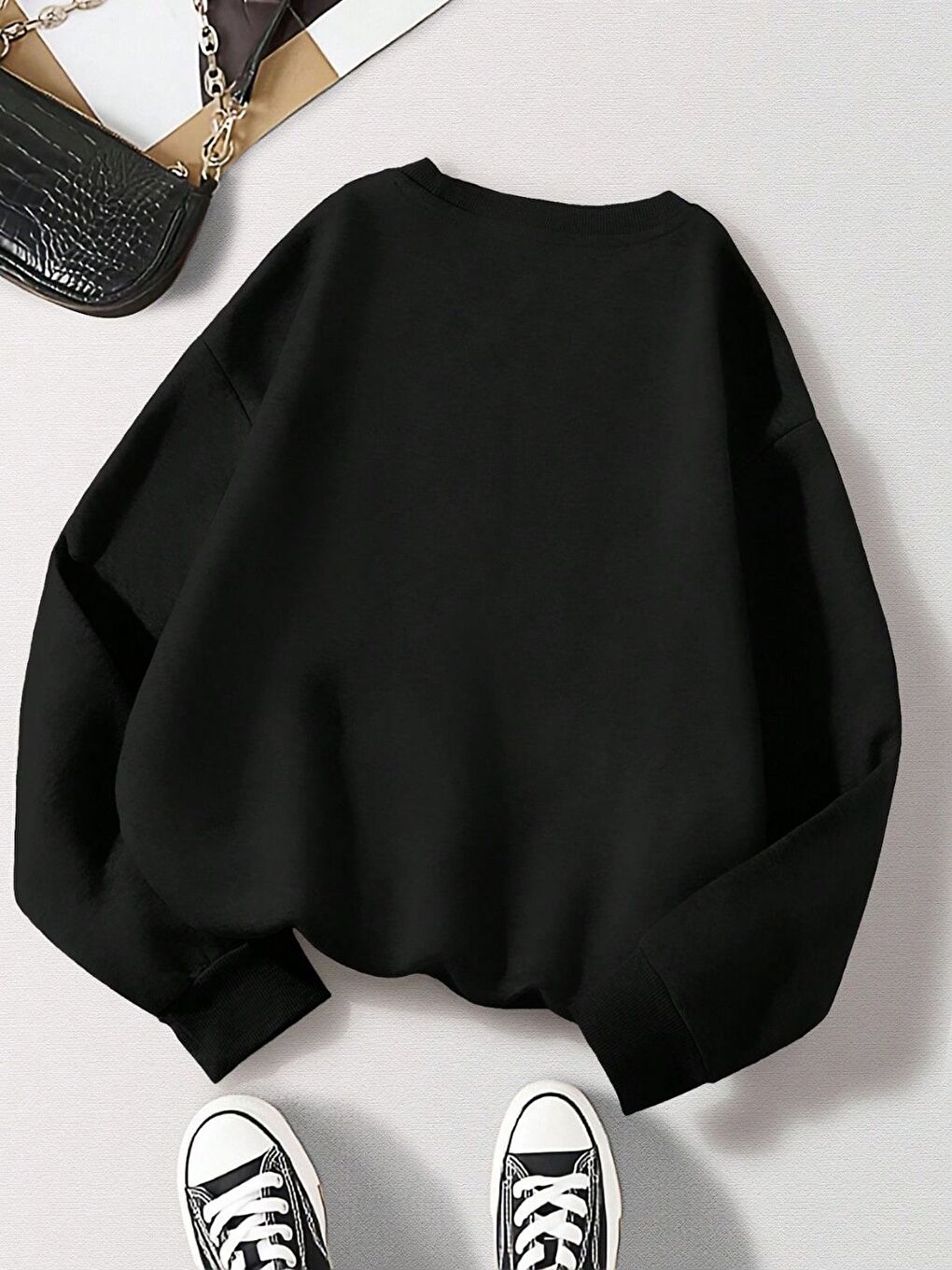 Siyah Calif Sagacity Baskılı Regular Bisiklet Yaka Sweatshirt-1