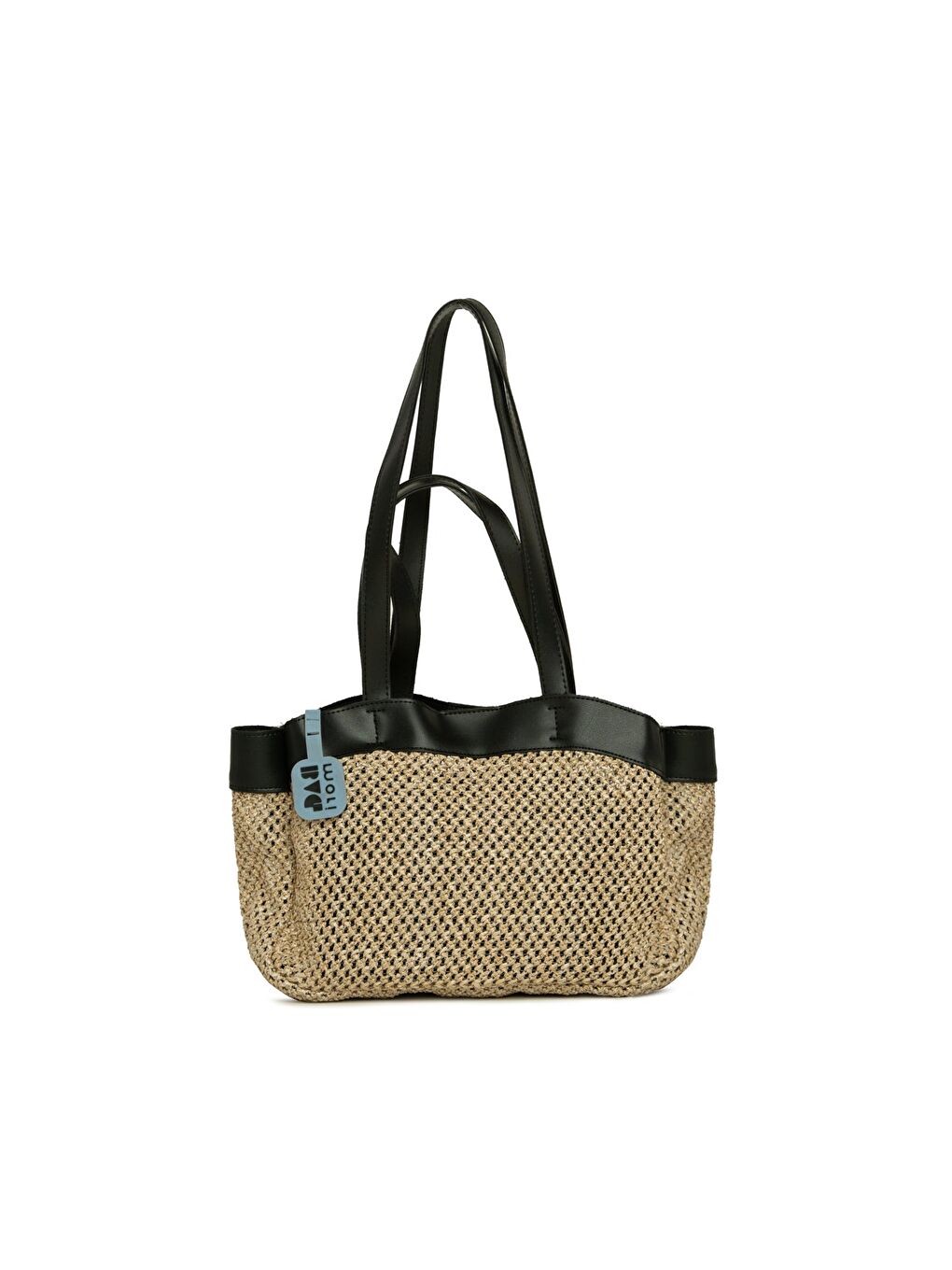 Siyah Yavrulu Hasır File Mini Çanta-2