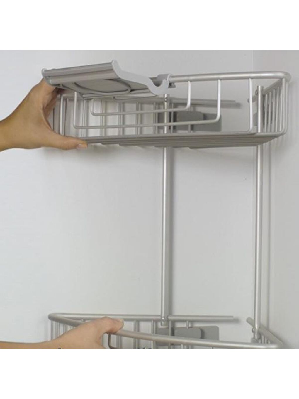 Gri Paloma 2'li Alüminyum Duş Rafı-3