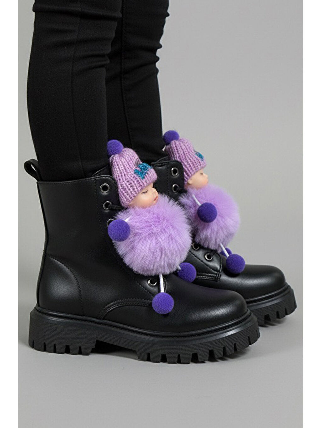 Kız Çocuk Siyah Önden Bebek Detaylı Bot - 28039-SIYAH-1