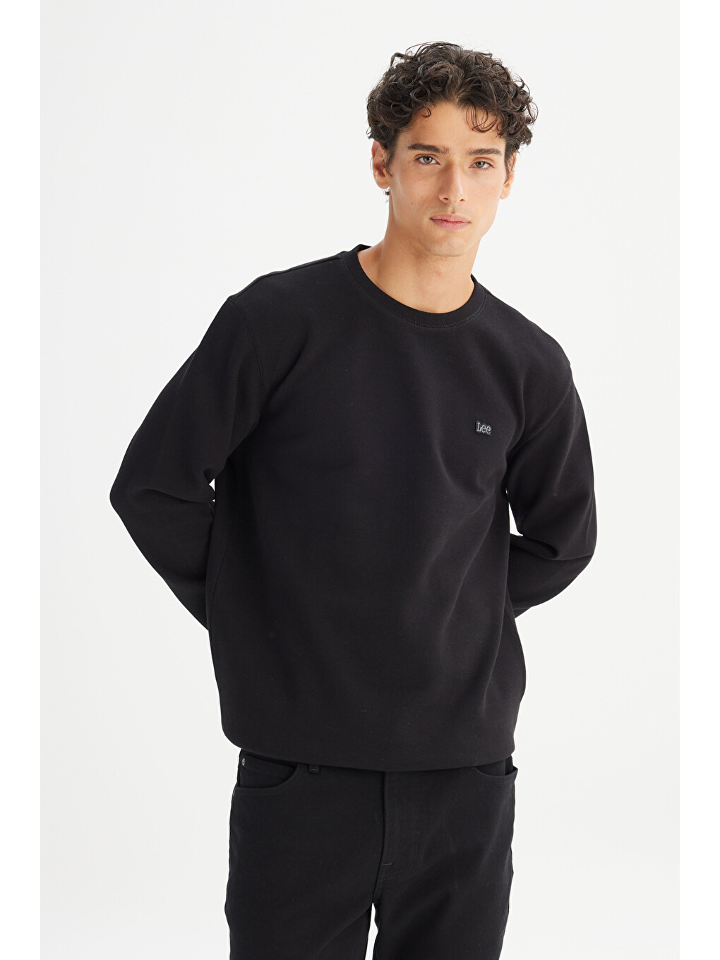 Regular Fit Normal Kesim Bisiklet Yaka Baskılı Siyah Sweatshirt-2