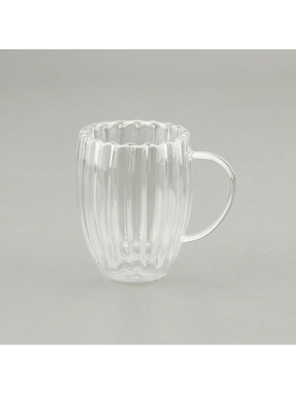 Renksiz Çift Cidarlı Çizgili Bardak - Şeffaf - 350 ml-1