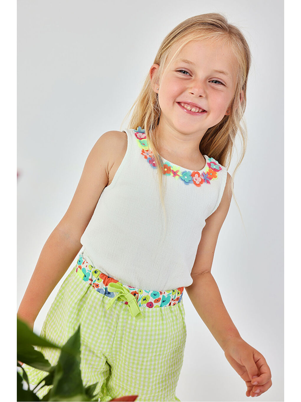 Çiçek Desenli Şort 2-6 Yaş Yeşil-2