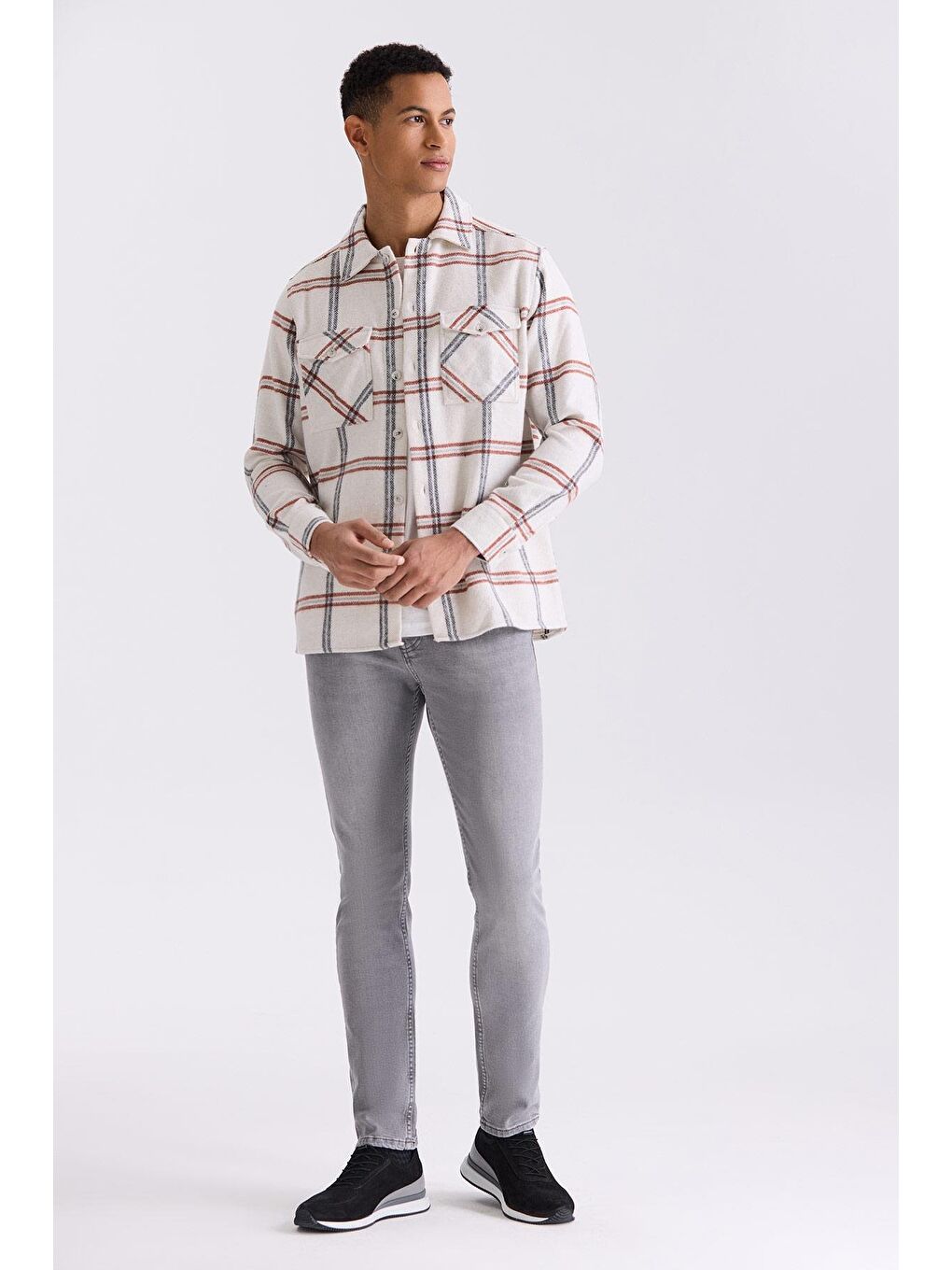 Gri Slim Fit Elastanlı Pamuklu Yıkamalı Jean Pantolon-1