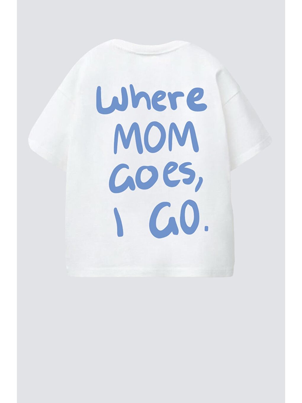 Mavi Unisex Çocuk Pamuklu Bisiklet Yaka Sırtı Baskılı T-Shirt