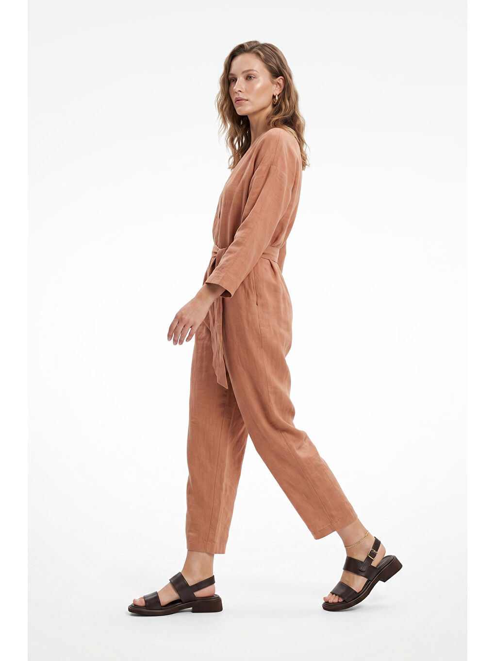 Kahverengi Kadın KAHVERENGİ Tokalı Bantlı Hakiki Deri Sandalet-2