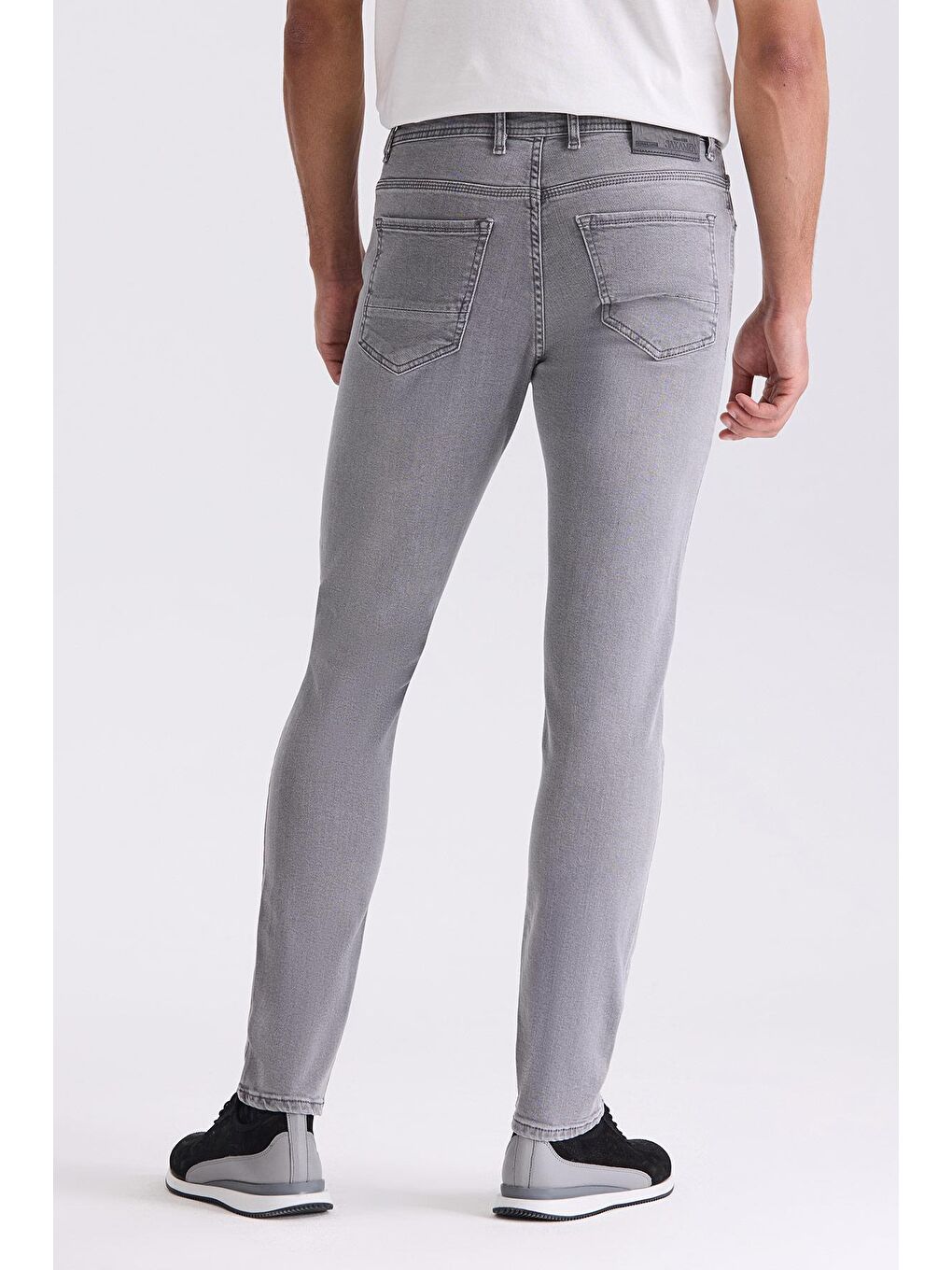 Gri Slim Fit Elastanlı Pamuklu Yıkamalı Jean Pantolon-3