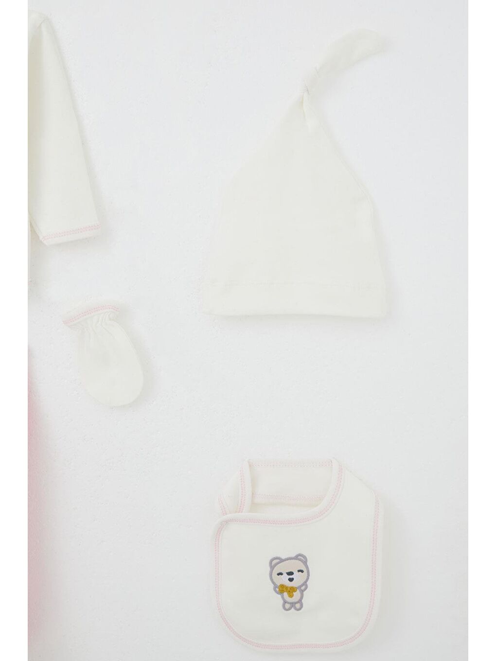 Kız Bebek Hastane Çıkışı 5 Li Sevimli Hayvancıklar Nakışlı Ekru (0-3 Ay)-4
