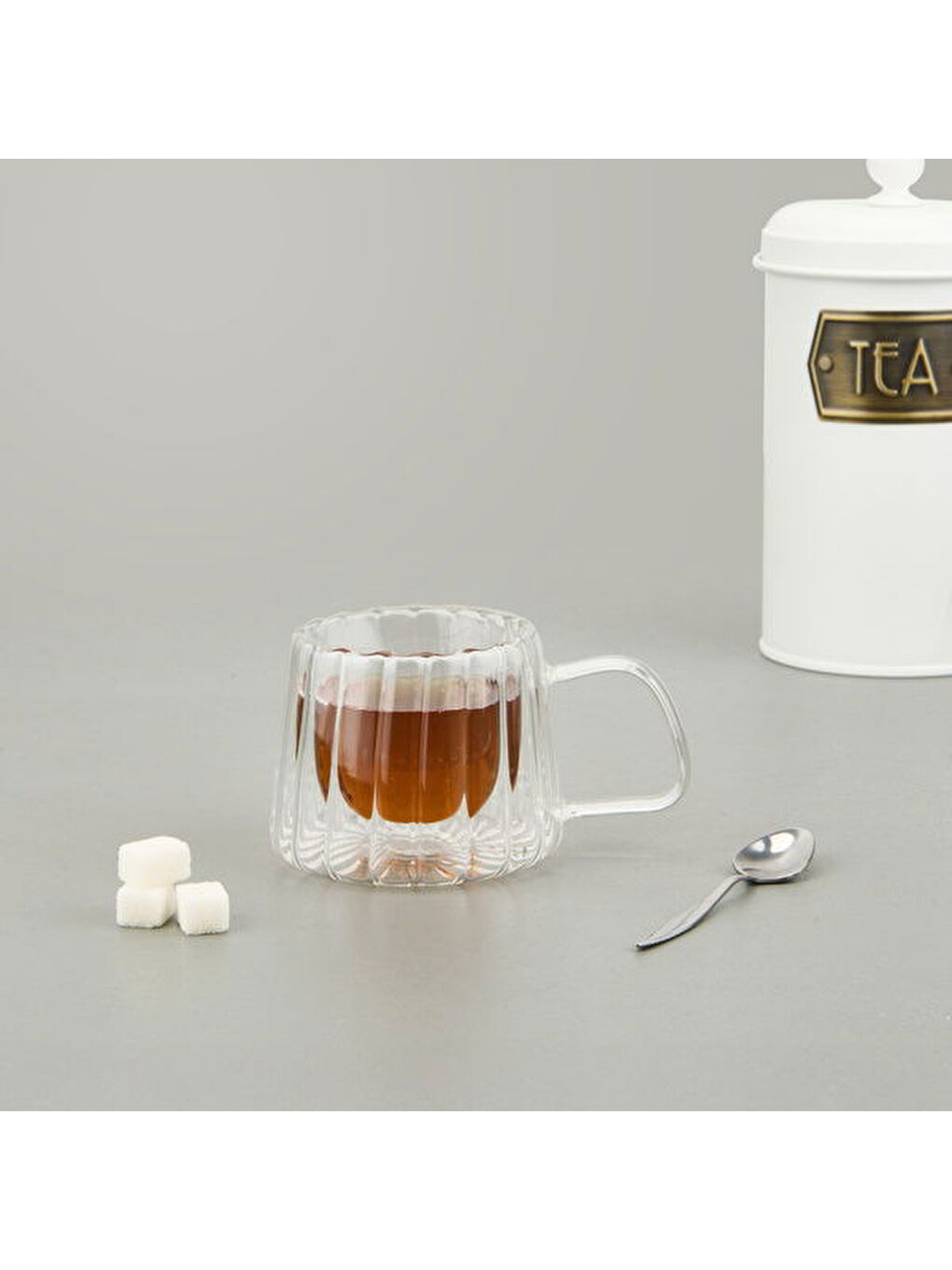 Renksiz Çift Cidarlı Çizgili Bardak - Şeffaf - 200 ml