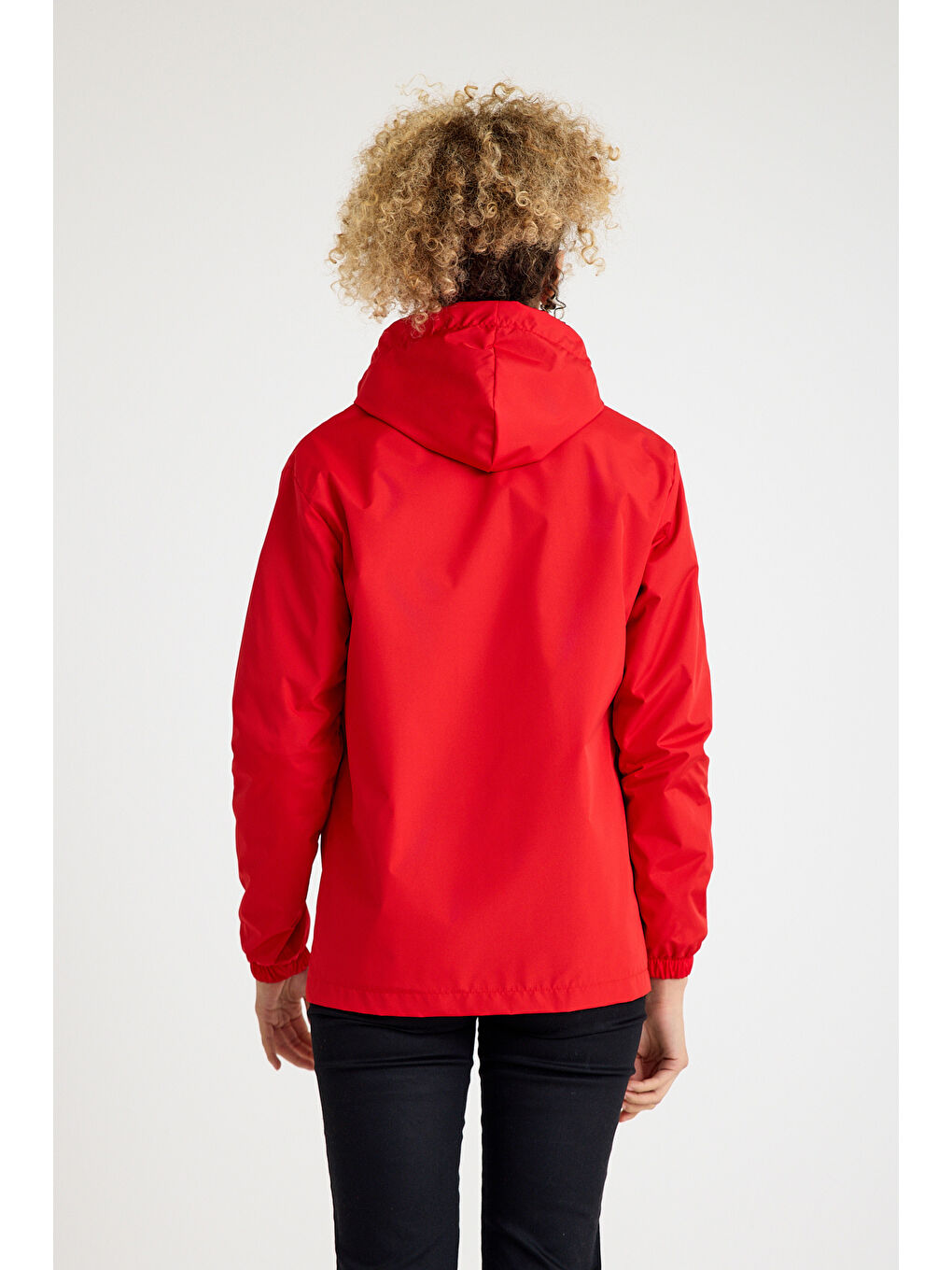 Kırmızı Kadın Içi Astarlı Suya Dayanıklı Kapüşonlu Yağmurluk-7