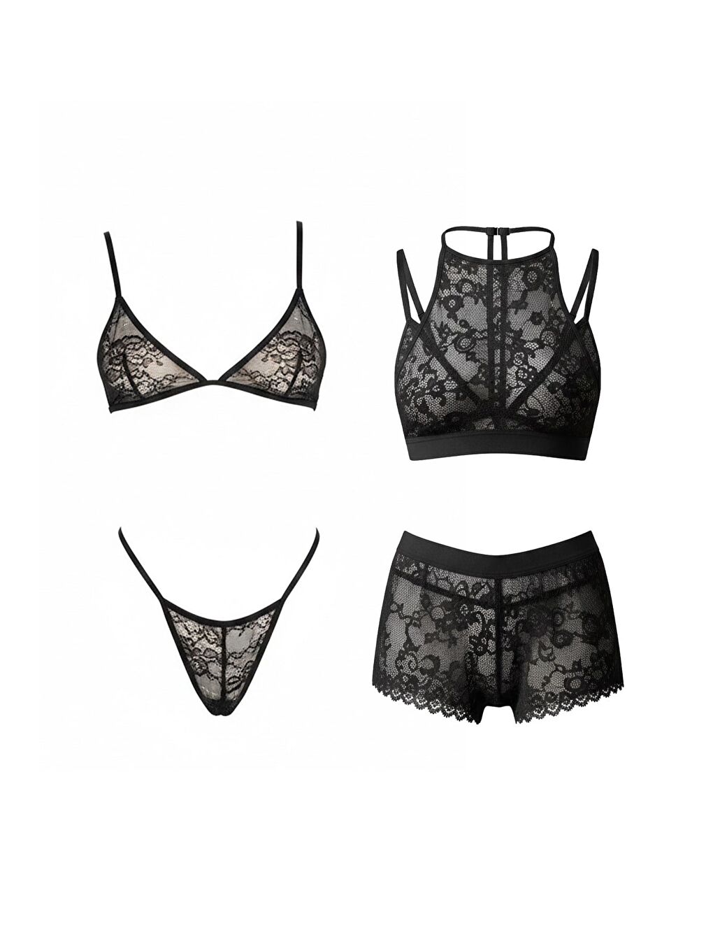 4Lü Bralet Set Siyah