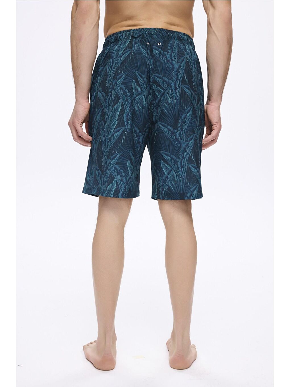 Yaprak Desenli Siyah Yeşil Erkek Kısa Havuz Ve Deniz Şortu 5035-2