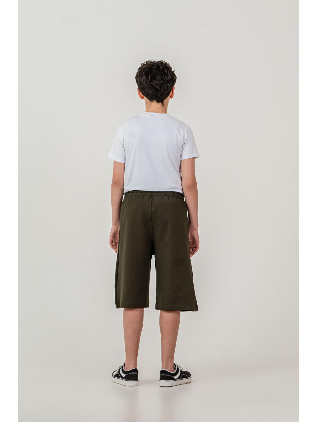 Haki Boston Nyc Baskılı Yanları Şeritli Erkek Çocuk Şort-4