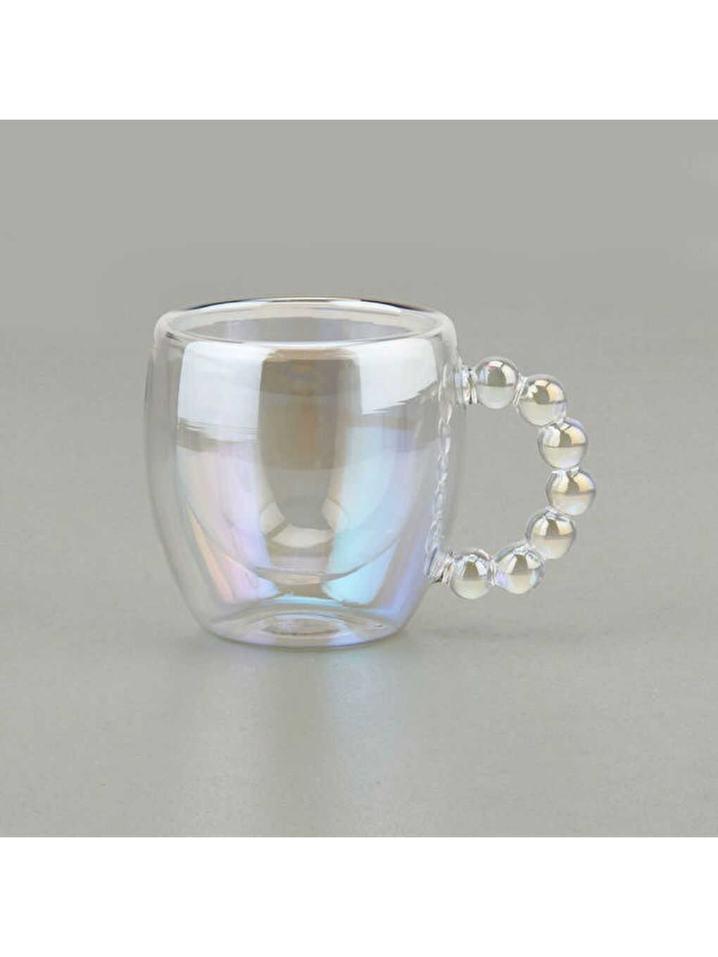 Renksiz Çift Cidarlı Boncuk Kulplu Bardak - Şeffaf - 250 ml-2