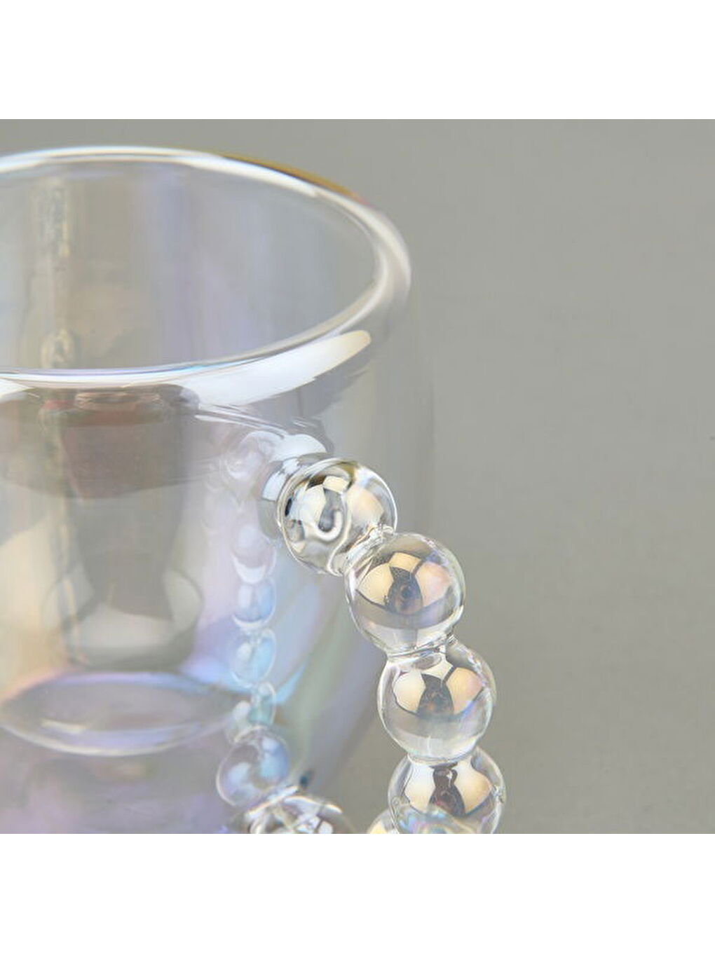Renksiz Çift Cidarlı Boncuk Kulplu Bardak - Şeffaf - 250 ml-3