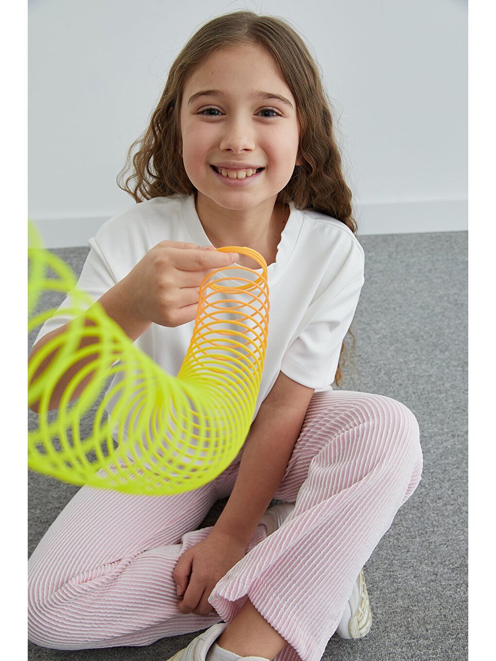 Pembe Çizgili Bisiklet Yaka Kız Çocuk 2 Li Takım-1