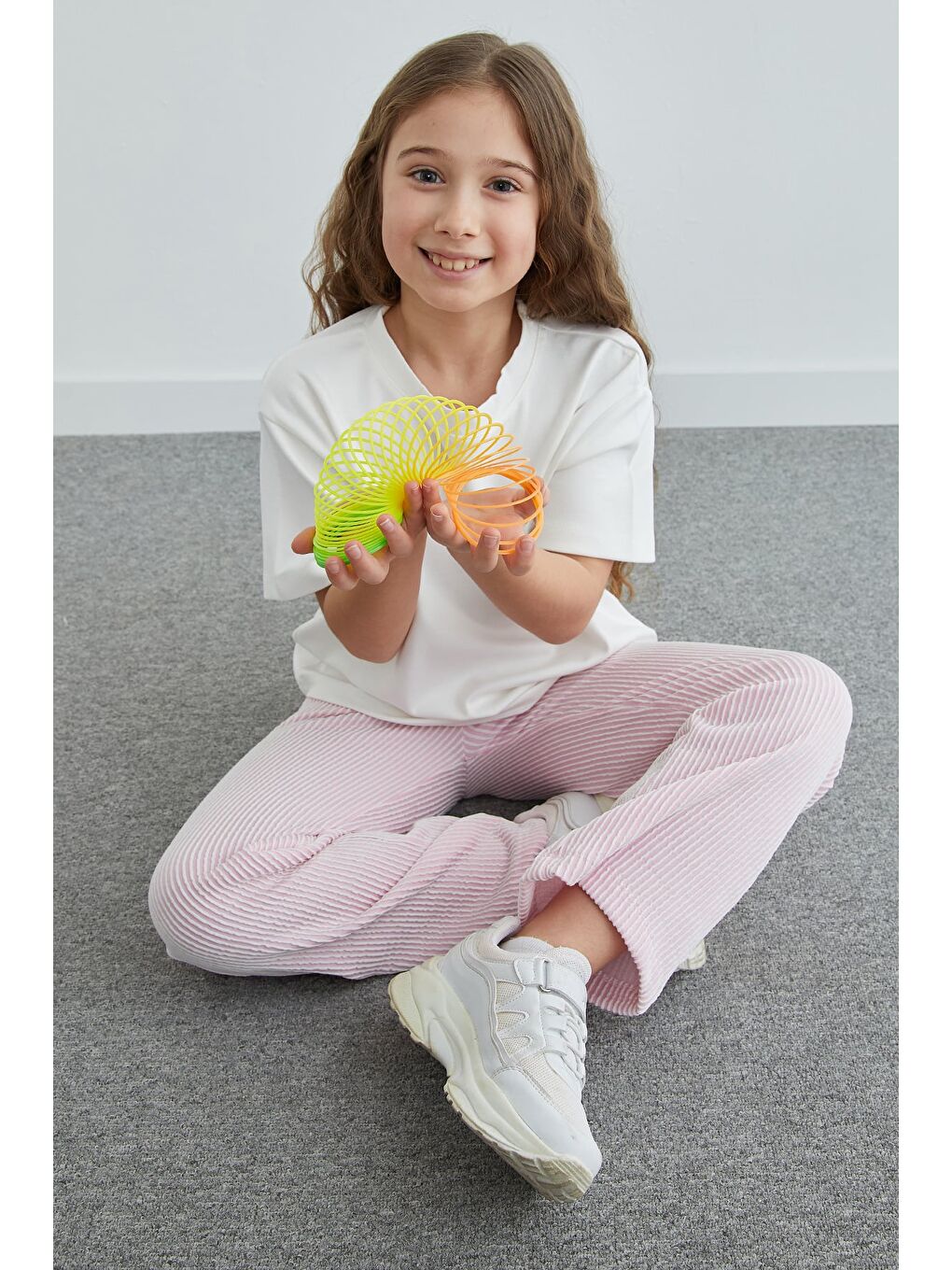 Pembe Çizgili Bisiklet Yaka Kız Çocuk 2 Li Takım-2