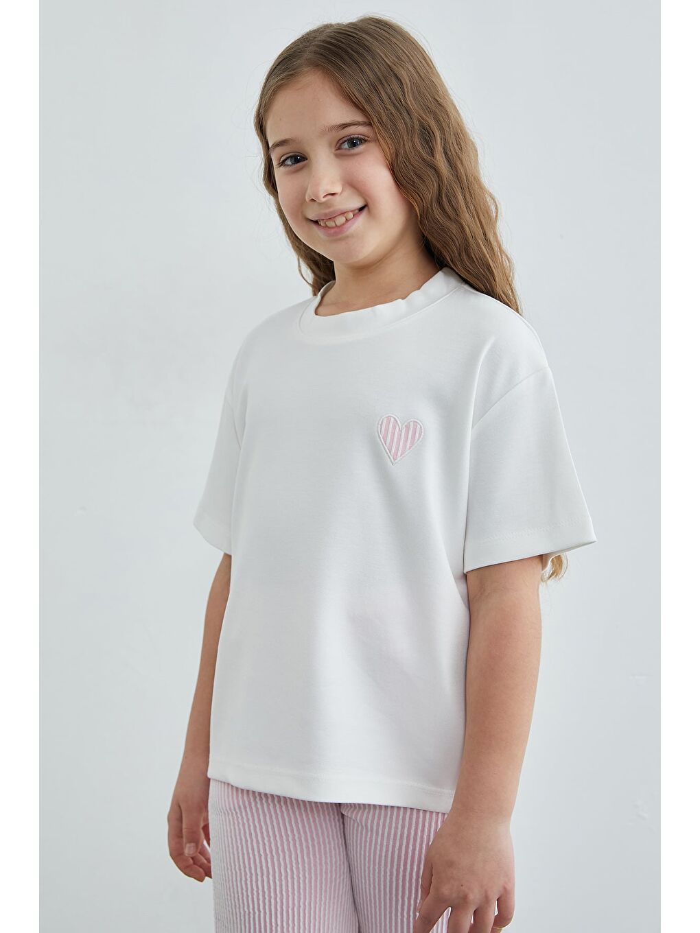 Pembe Çizgili Bisiklet Yaka Kız Çocuk 2 Li Takım-4