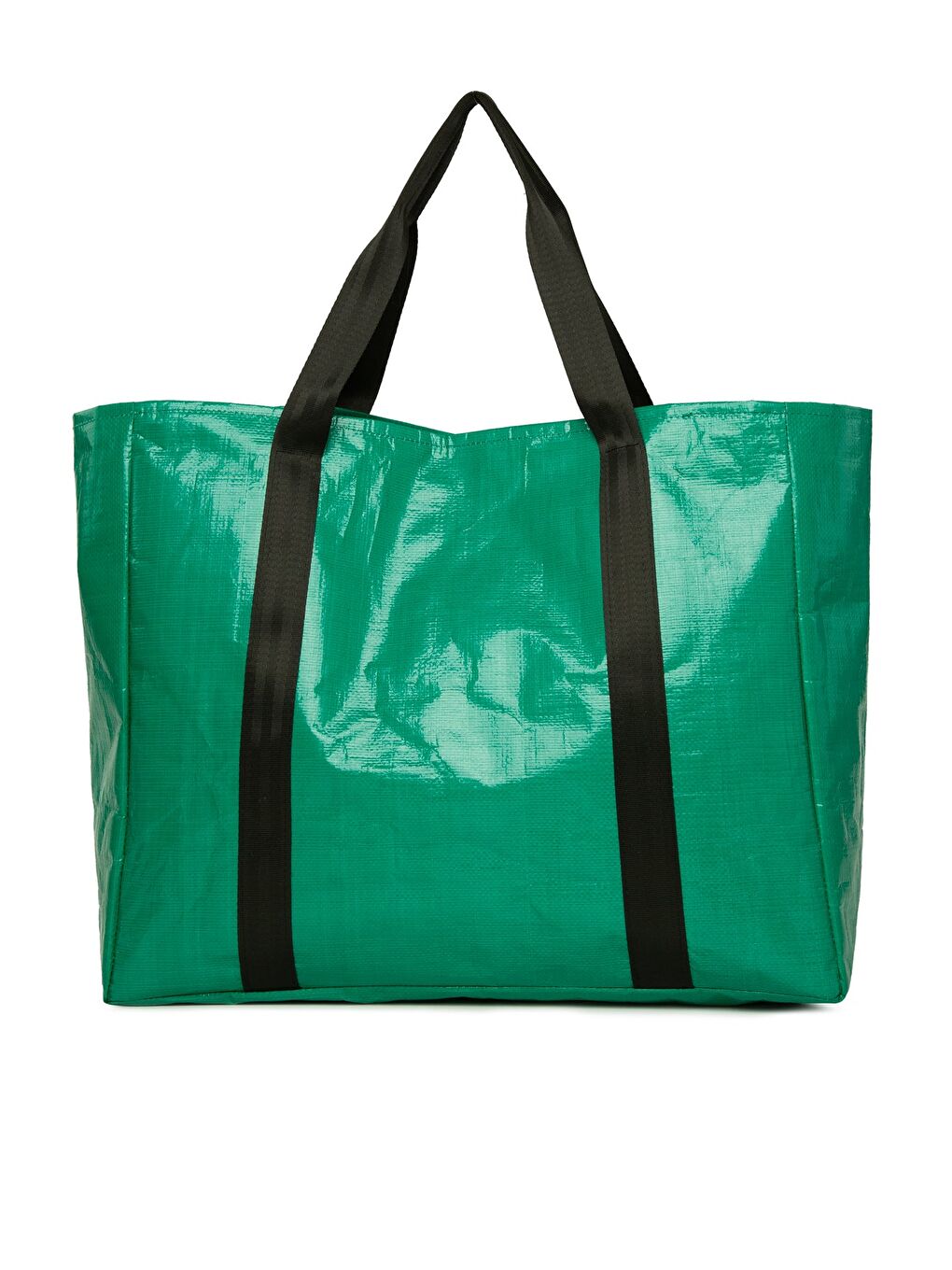 Yeşil Çift Şeritli Maxi Boy Plaj Çantası-2