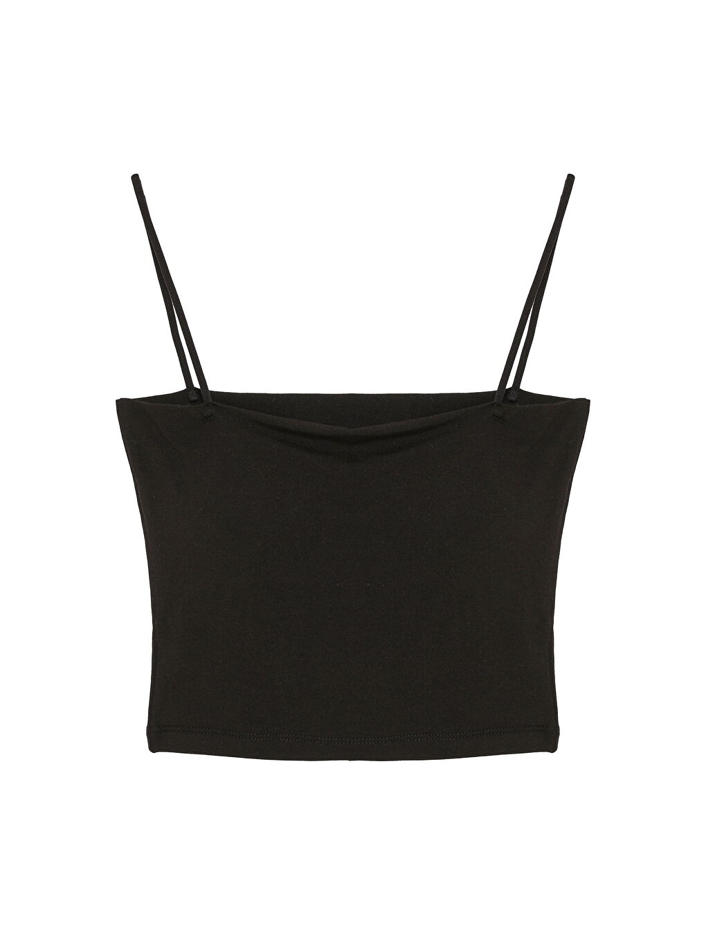 Askılı Crop Basic Atlet Siyah