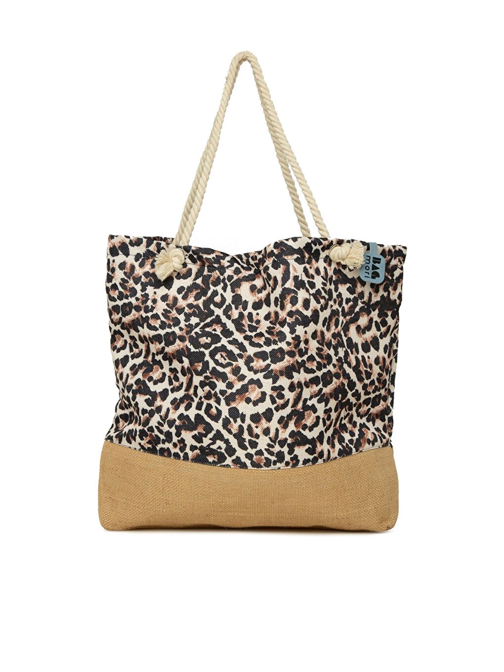 Siyah Baskılı Jüt Garnili Plaj Çantası