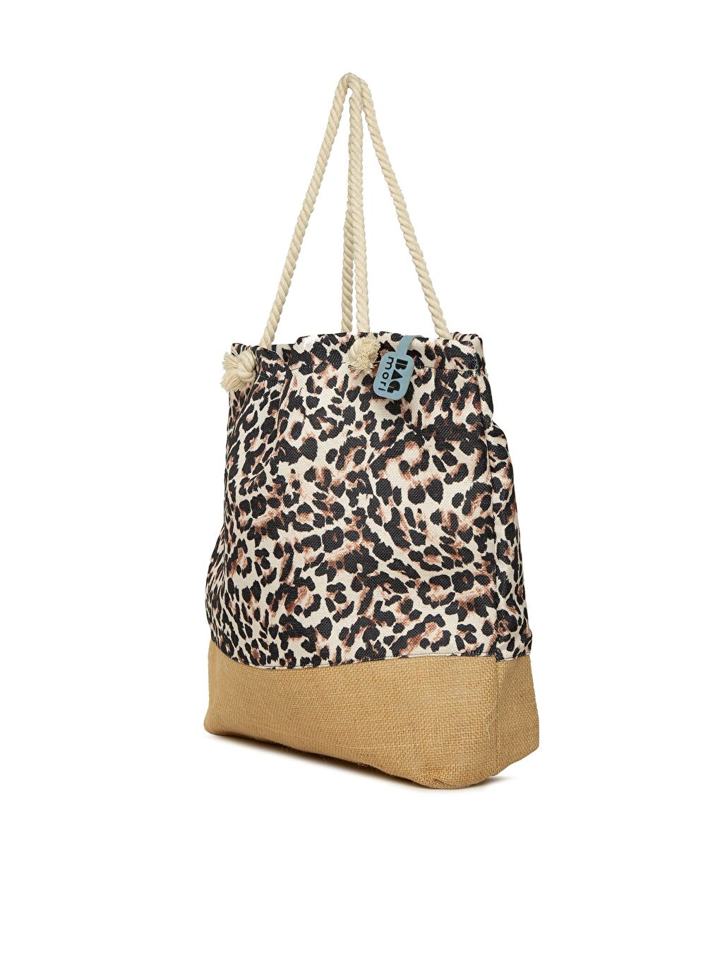 Siyah Baskılı Jüt Garnili Plaj Çantası-1