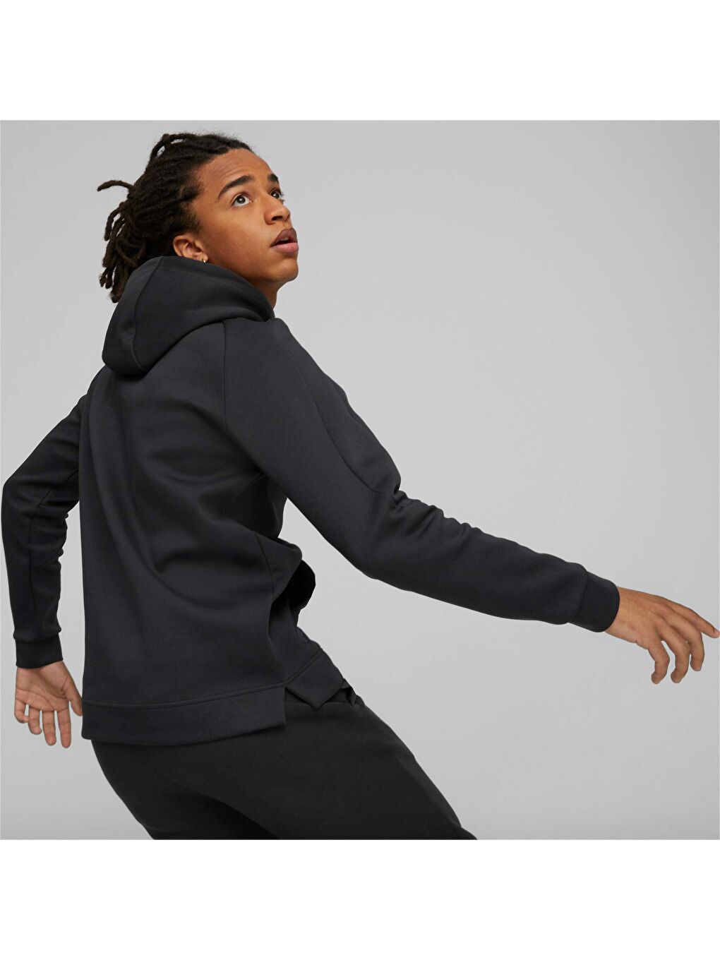 Siyah DAY IN MOTION Kapüşonlu Erkek Sweatshirt-2