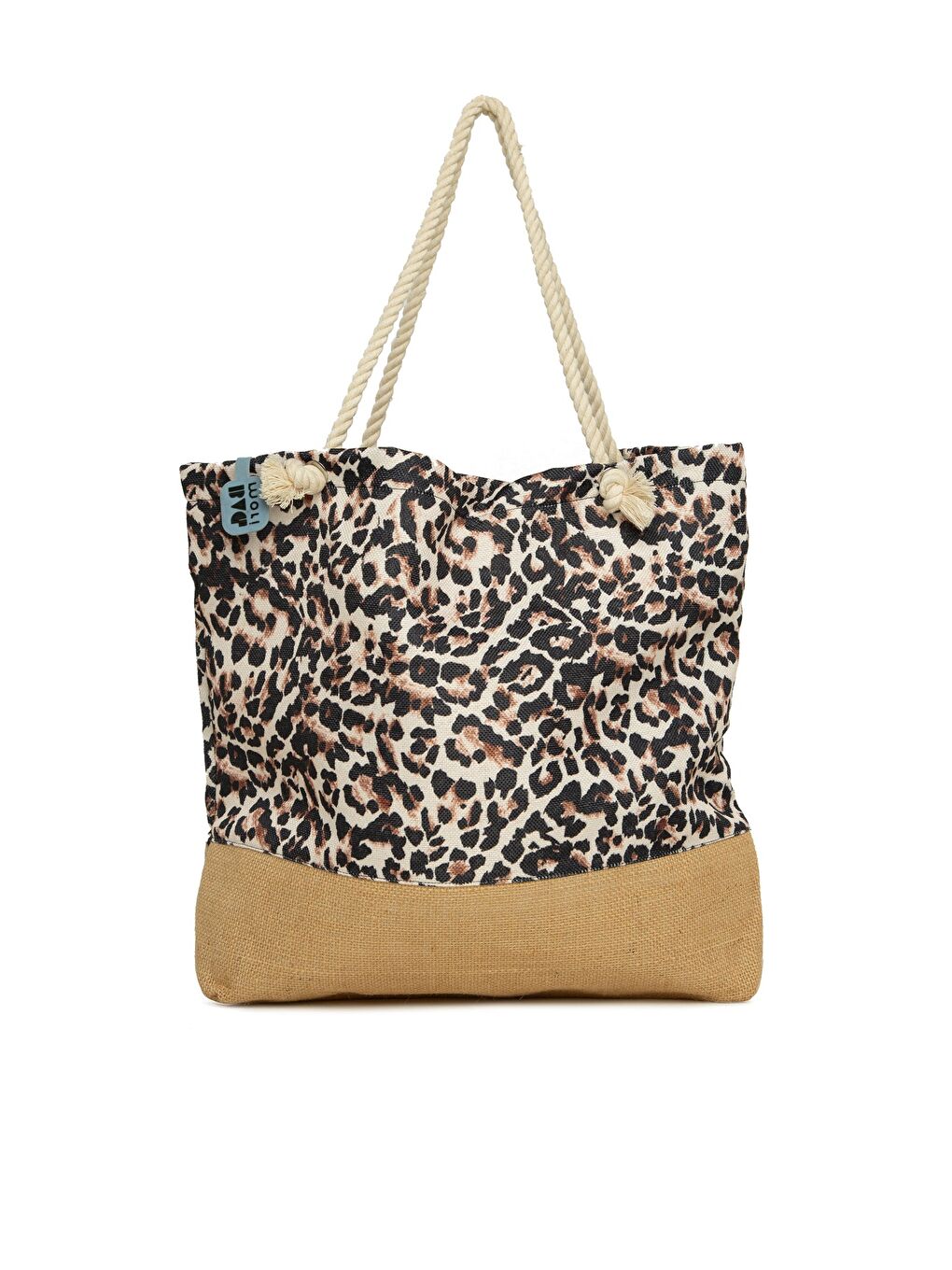 Siyah Baskılı Jüt Garnili Plaj Çantası-2