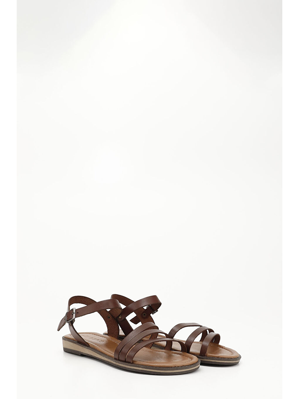 Kahverengi Kadın ÇİKOLATA KAHVE Hakiki Deri Sandalet-1