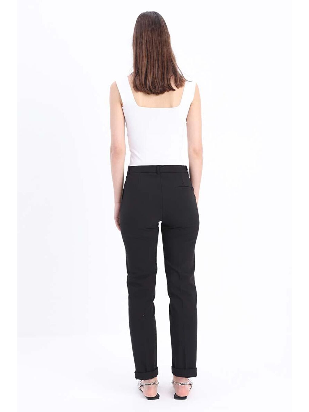 Siyah-Pamuklu Duble Paça Dar Kesim Pantolon-2