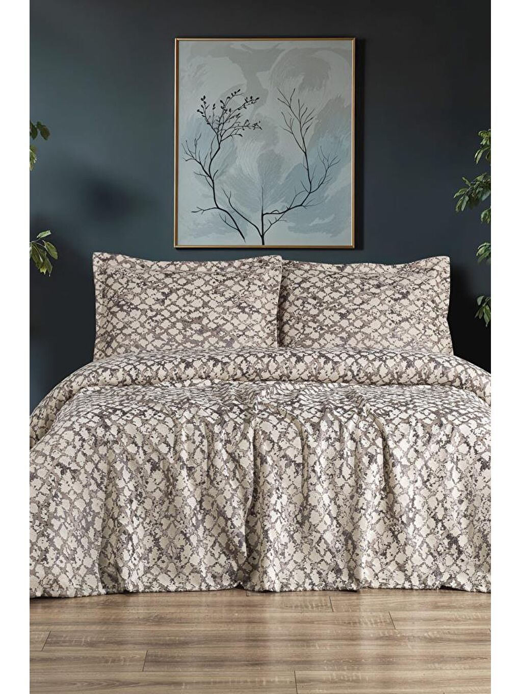 Ekru Ceres 3 Parça Çift Kişilik Pike Takımı 230x250 Krem