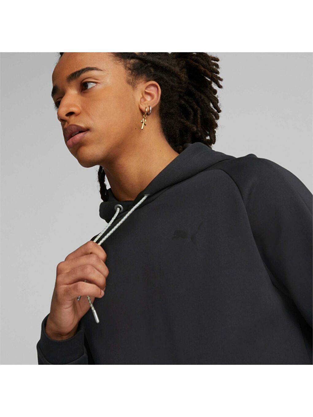 Siyah DAY IN MOTION Kapüşonlu Erkek Sweatshirt-5