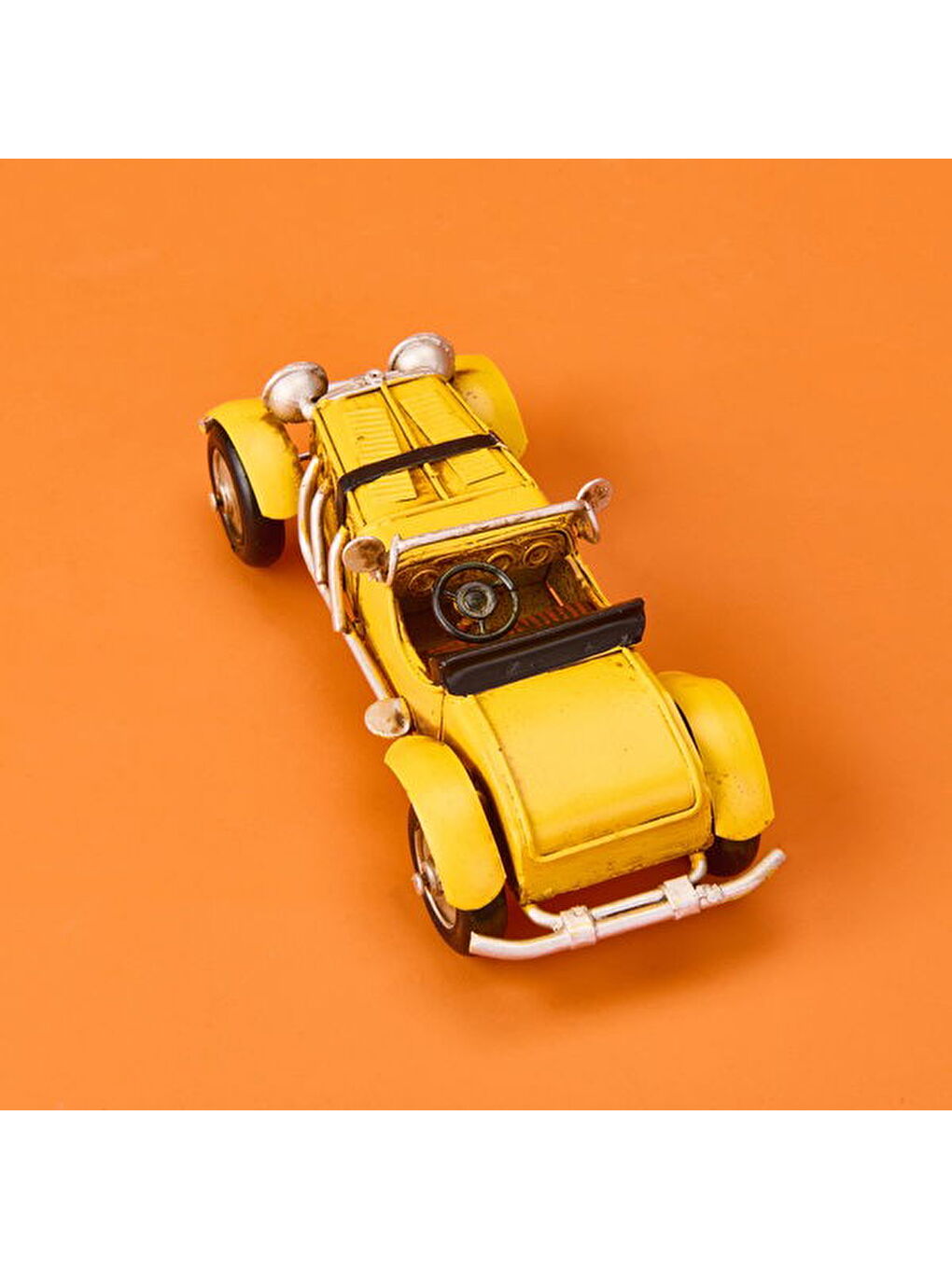 Dekoratif Metal Araba - Sarı - 16 cm-1