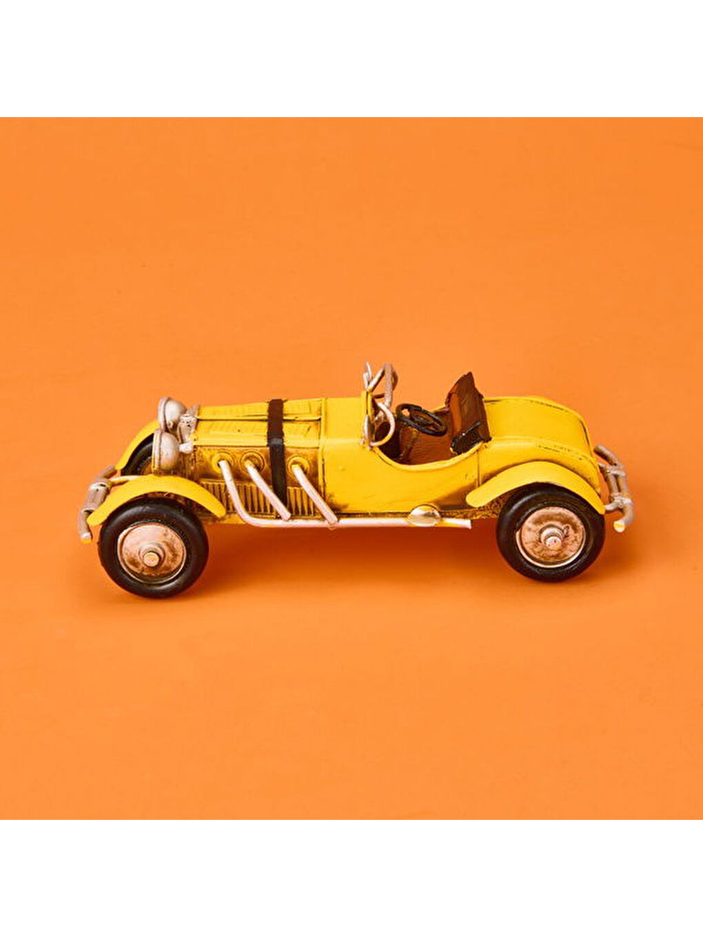 Dekoratif Metal Araba - Sarı - 16 cm-3