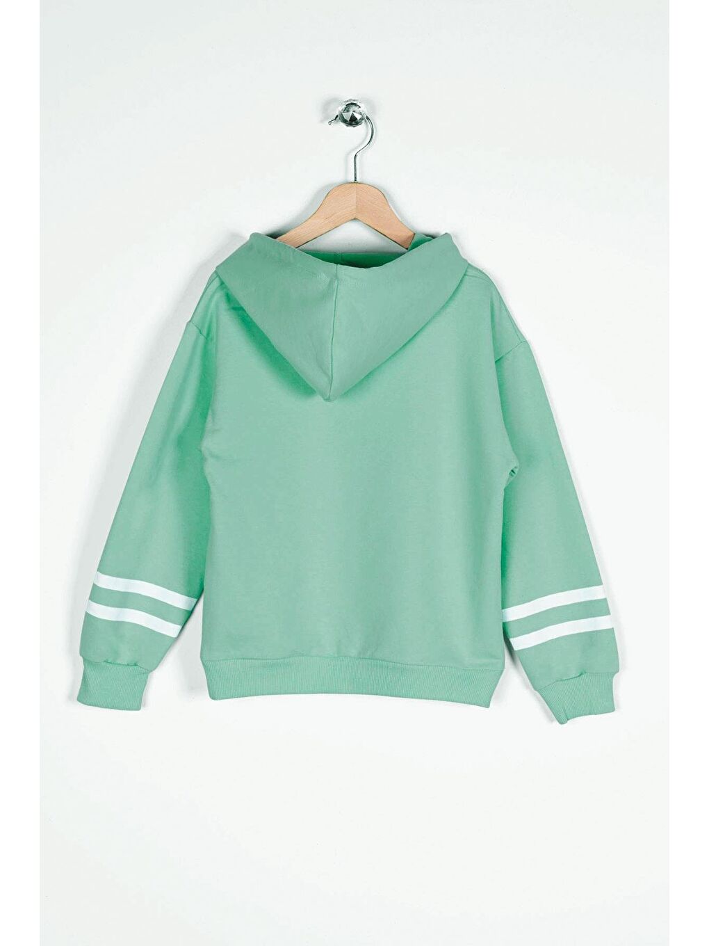 Kapüşonlu Uzun Kol Çağla Yeşil Renk Kız Çocuk Sweatshirt-1