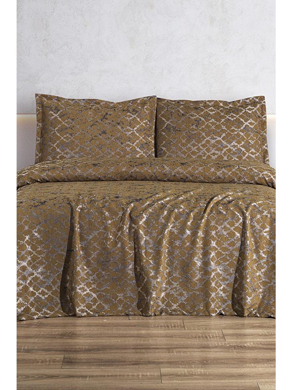 Kahverengi Ceres 3 Parça Çift Kişilik Pike Takımı 230x250 Kahve