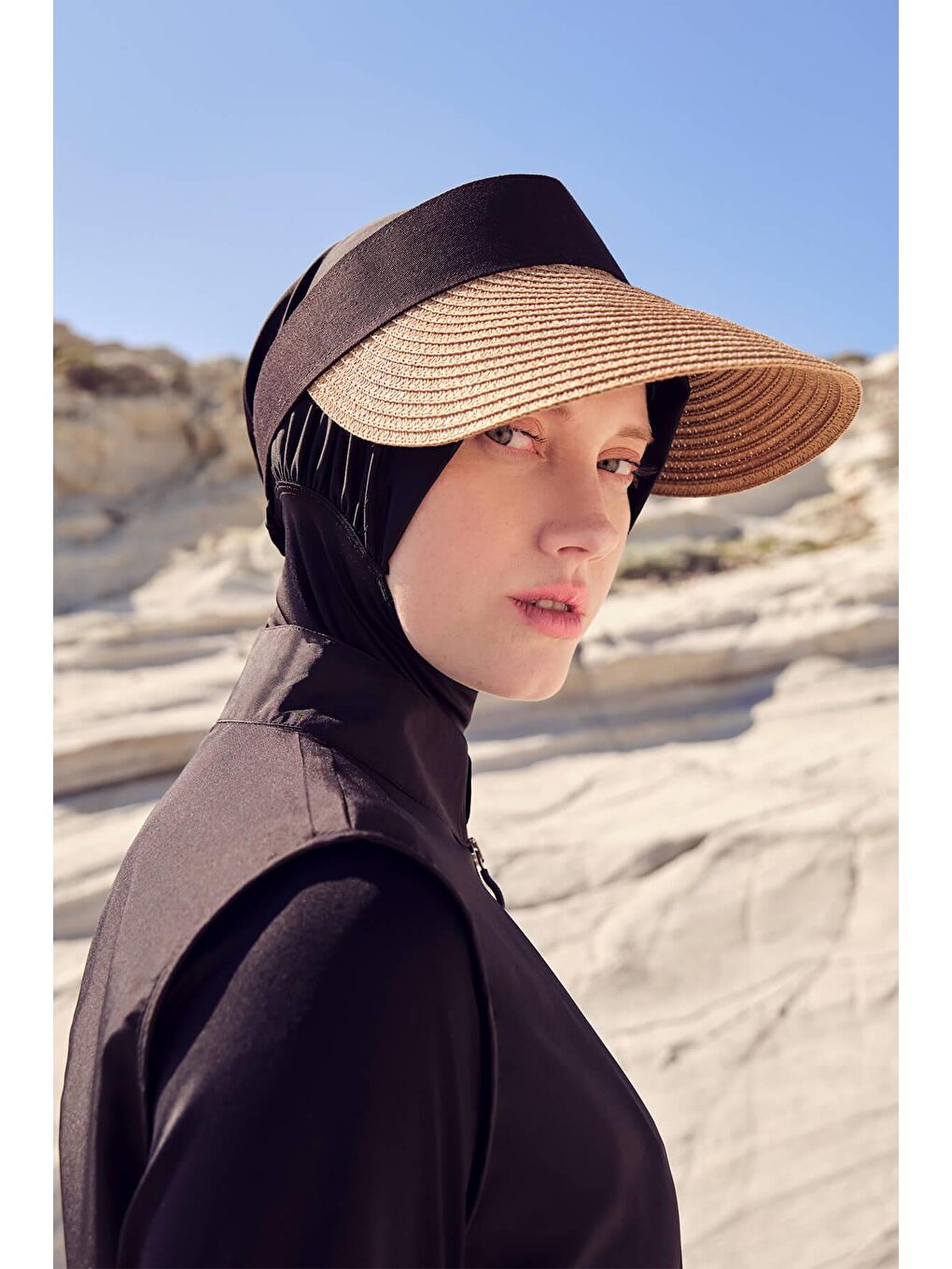 Kahverengi Katlanabilir Camel Vizör Plaj Şapkası 20-1