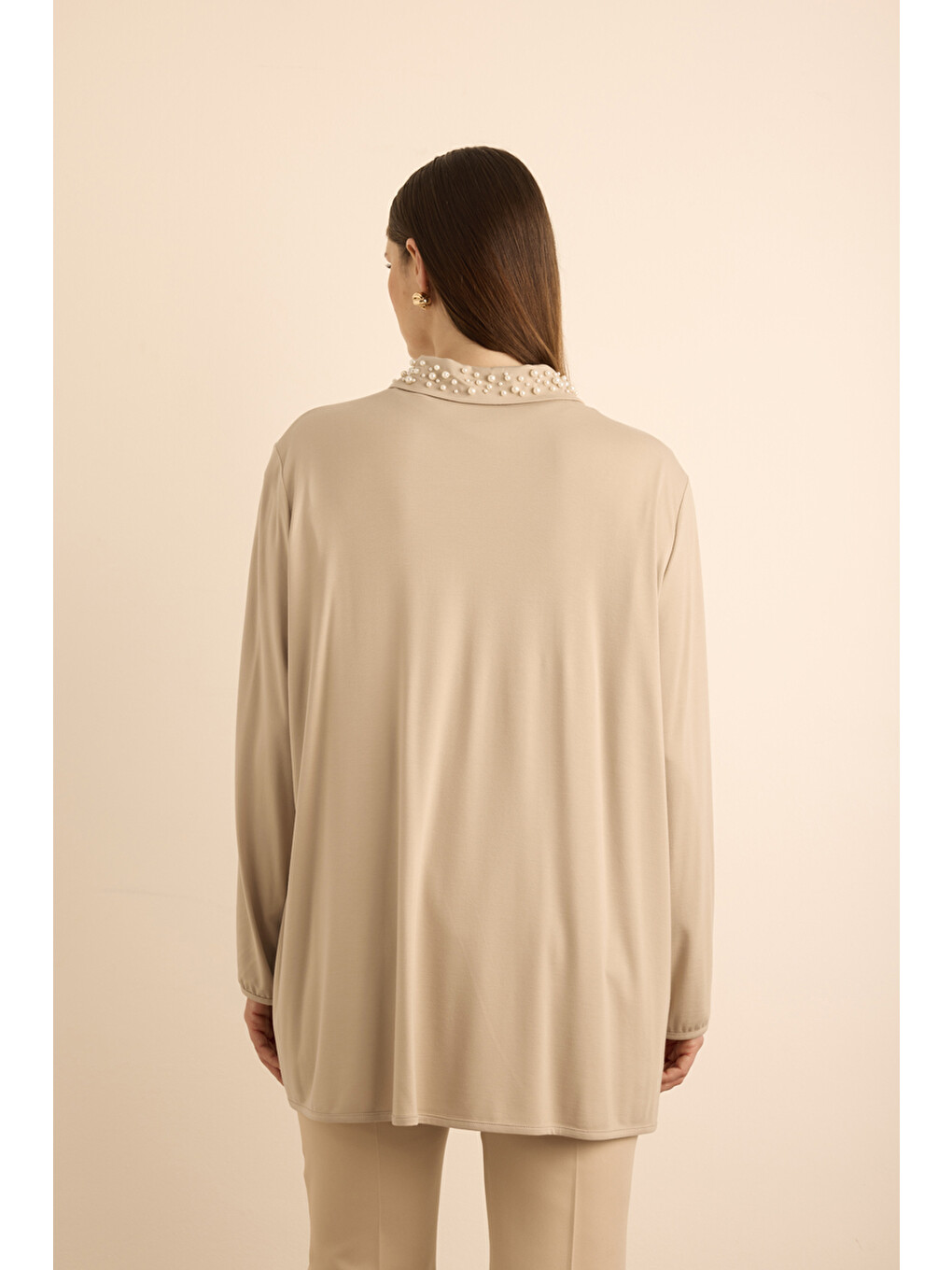 Kahverengi Camel Yakası İnci İşlemeli Tweenset-4
