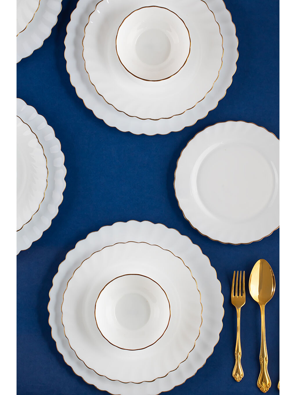 Beyaz Waves Opal 24 Parça 6 Kişilik Yaldızlı Yemek Takımı-1