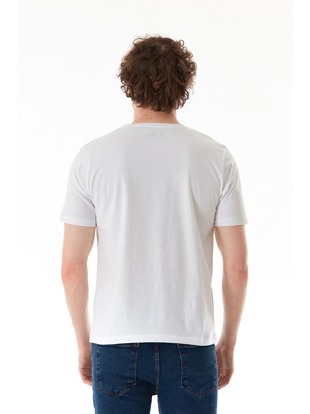 Beyaz Night Yazı Baskılı Bisiklet Yaka %100 Pamuk Tişört-3