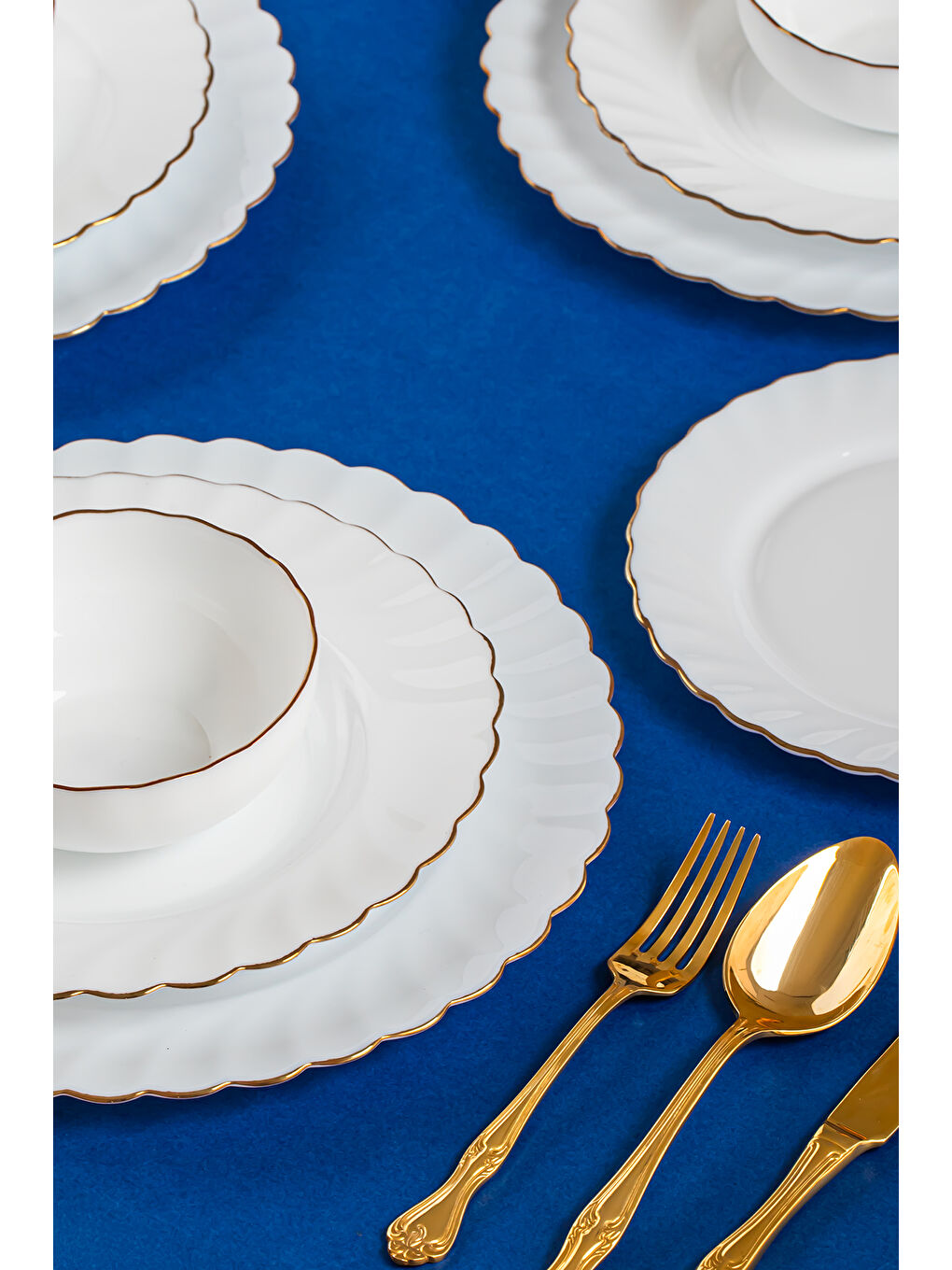 Beyaz Waves Opal 24 Parça 6 Kişilik Yaldızlı Yemek Takımı-2