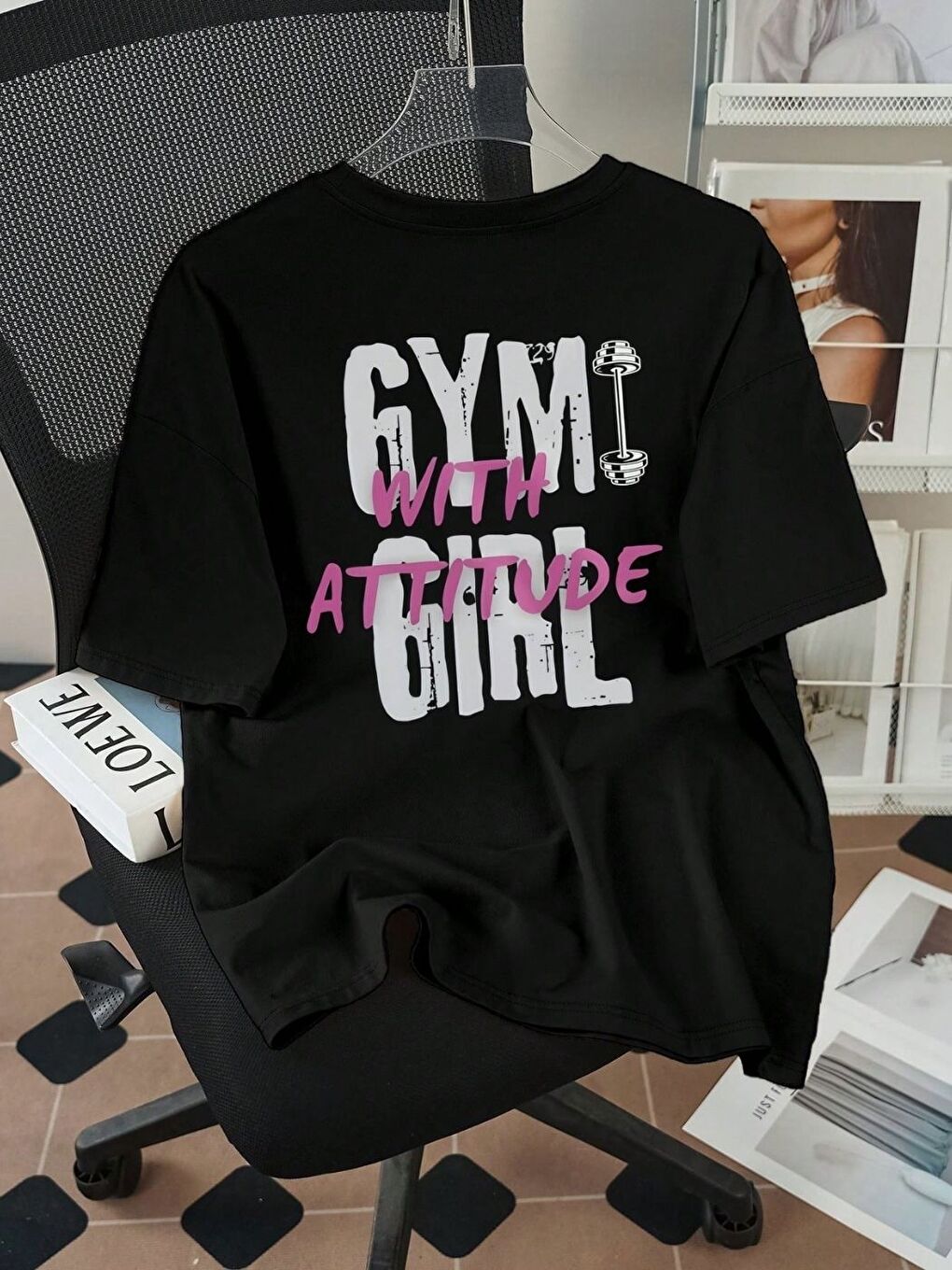 Siyah GYM Baskılı Regular Tişört-1