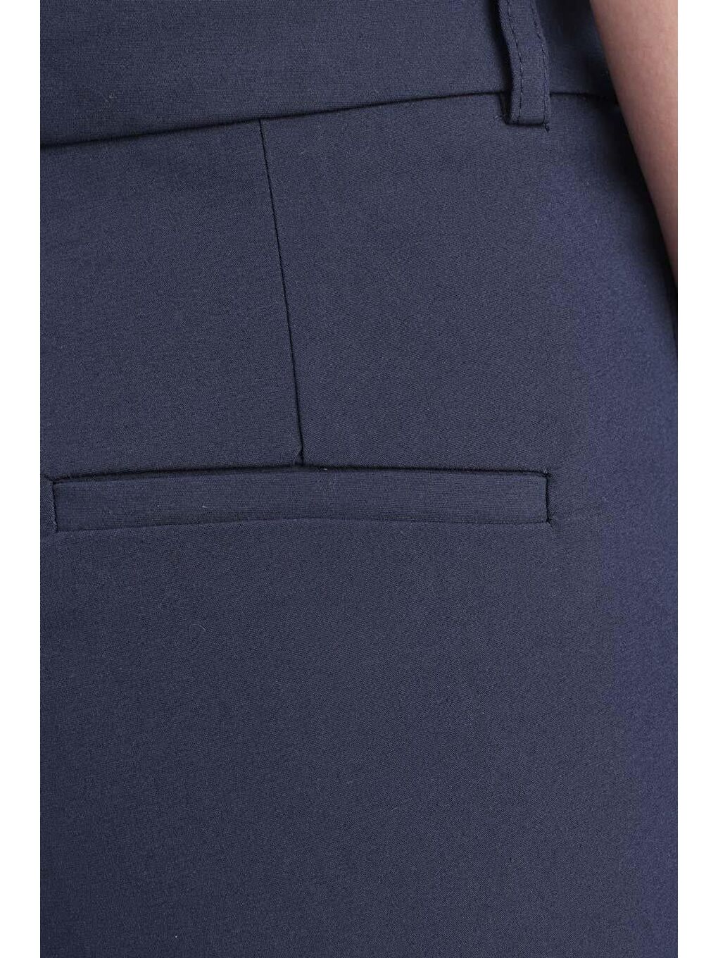 Lacivert-Pamuklu Duble Paça Dar Kesim Pantolon-4