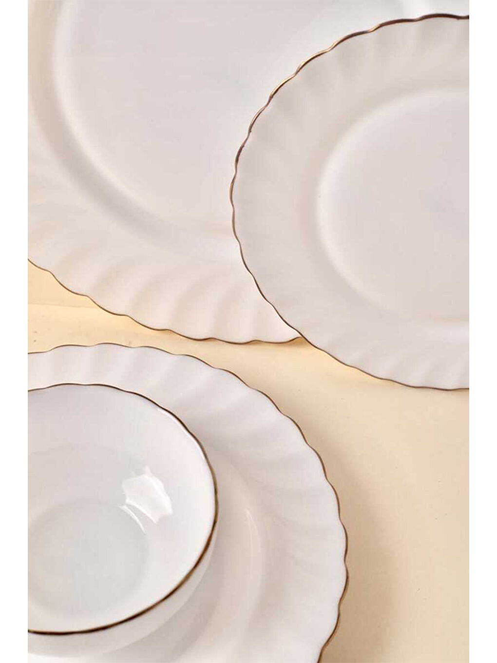Beyaz Waves Opal 24 Parça 6 Kişilik Yaldızlı Yemek Takımı-3